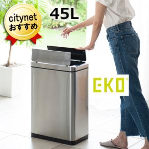 ゴミ箱 45リットル 自動開閉 大容量 おしゃれ ステンレス シルバー 袋が見えない 45L スリム キッチン 縦型 両開き センサー 自動  フタ付き 蓋付き 長方形｜citygas