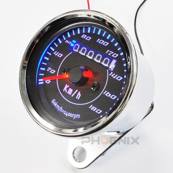 ミニ スピードメーター 文字盤 黒／ボディー メッキ APE モンキー ゴリラ DAX GSX250...