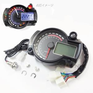 デジタルメーター スピード 赤針 黒パネル タコ 15000rpm 多機能 電気式 液晶 バイク バギー トライク ATV 日本語配線図 付｜ck-custom