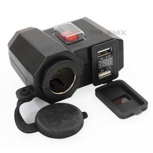 usb 電源 2ポート 電圧計 12V シガーソケット バイク 汎用 デュアル スマホ 充電 スイッチ 付き 電源 防水 カバー ヒューズ 付き｜バイクパーツショップ CK-Custom