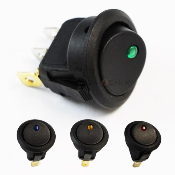 ロッカースイッチ  3極 3ピン 丸 12V ランプ 付 21mm 21φ 埋め込み スイッチ ボタ...