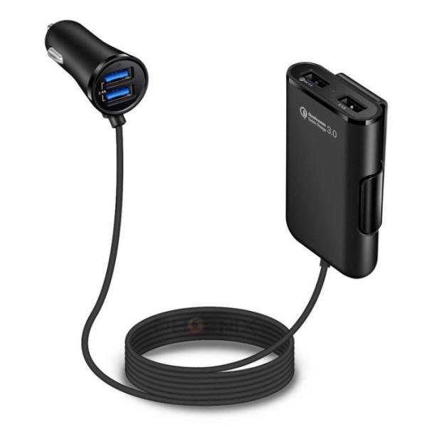USB4ポート シガーソケット カーチャージャー QC3.0 充電器 QUICK CHARGE 車 ...