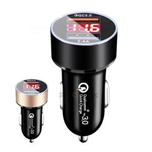 シガーソケット USB 2連 電圧計付き 急速充電 充電器