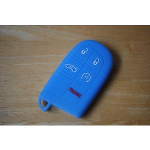 シリコン製キーカバー 水色　Jeep キーレスリモコンケース ジープレネゲード グランドチェロキー クライスラー300 ダッジチャージャー チャ