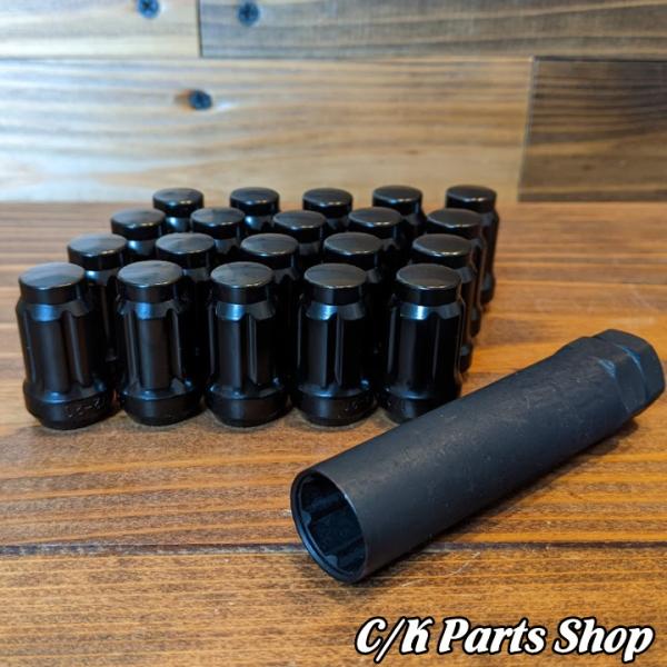 ホイールラグナット 20本 1/2"-20 袋ブラック ソケット付 ホイールナット GM ダッジ J...