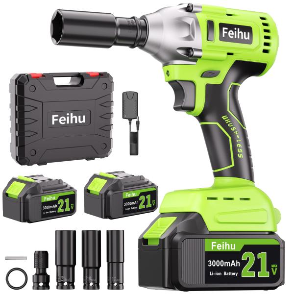 インパクトレンチ 電動 充電式 18V：320N?m高トルク ブラシレスモータータイヤ交換用 軽量 ...