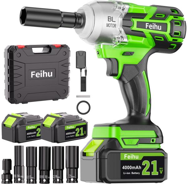 インパクトレンチ 電動  タイヤ交換 充電式 強力600N・m ブラシレスモータ搭載 コードレ ドリ...