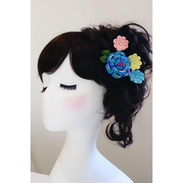 髪飾り　水色×パステル