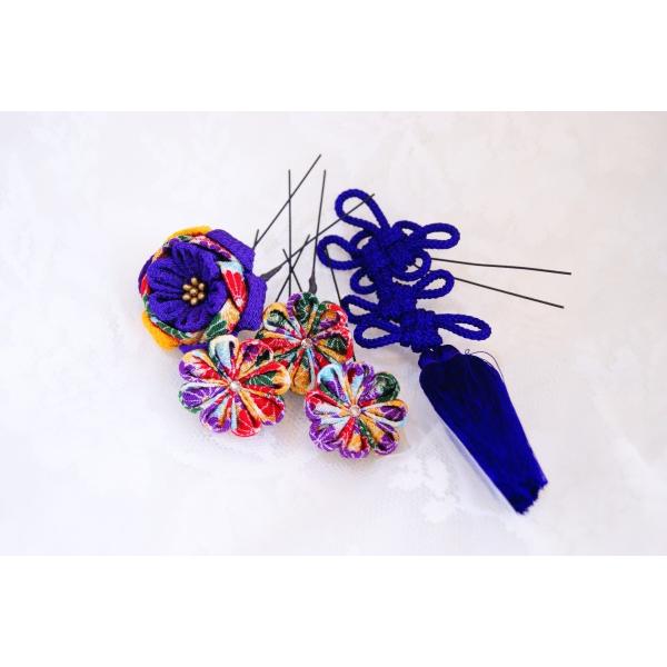 髪飾り　菊　紫