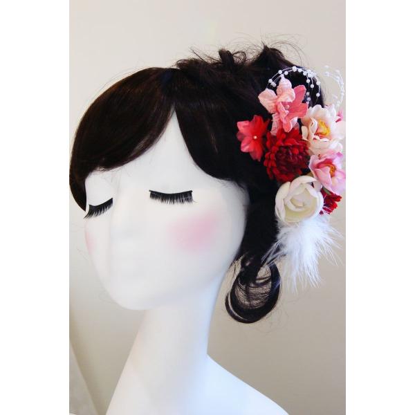 髪飾り　赤　ピンク (成人式)