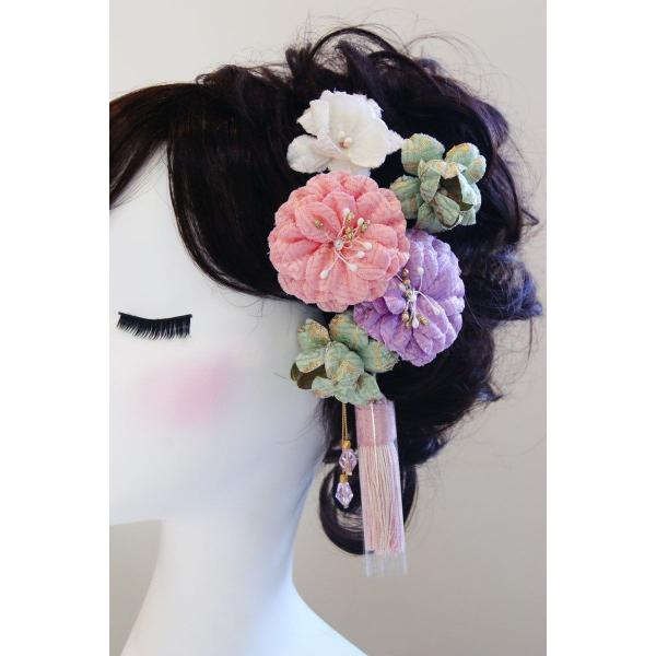 髪飾り　淡い色 (成人式)(浴衣)