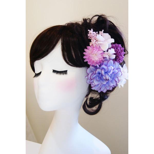 髪飾り　グラデーションのマム　ラベンダー