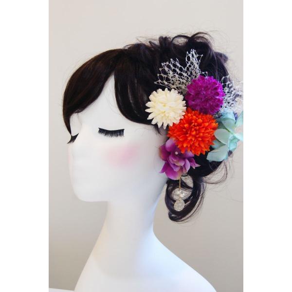 髪飾り　ラズベリー　オレンジ (成人式) (浴衣)