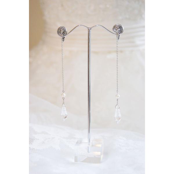 イヤリング　スワロフスキー　ロング　ブライダル　2次会　パーティー　結婚式