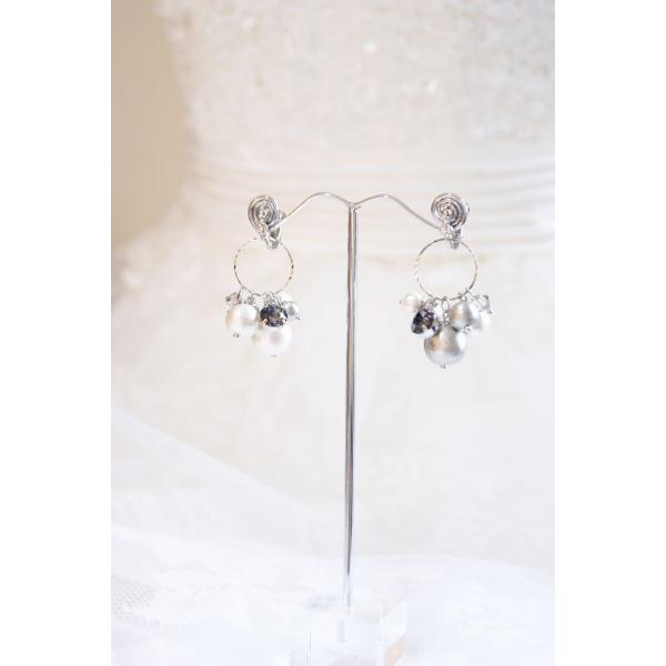 イヤリング　スワロフスキー　コットンパール　ブライダル　2次会　パーティー　結婚式