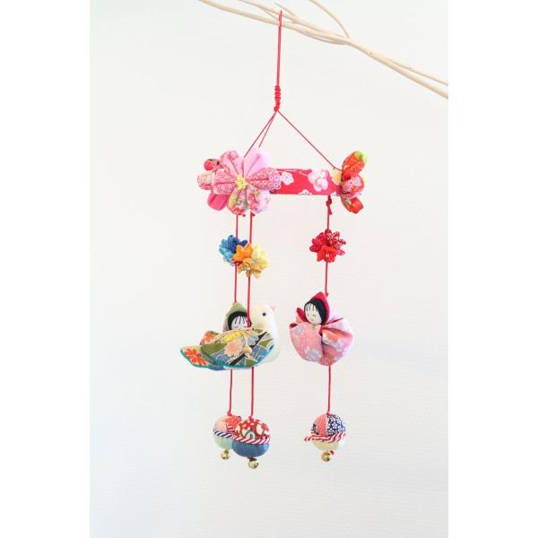 【つるし飾り】　輪飾り（３本）　お雛様つるし飾り　ちりめん細工 縁起物