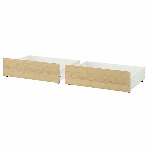 IKEA イケア ベッド下収納ボックス ベッドフレーム用 ホワイトステインオーク材突き板 2ピース ...
