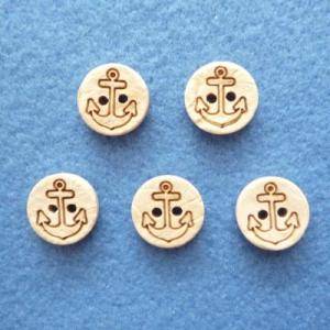 イカリウッドボタン(白木)13mm