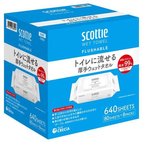 スコッティ トイレに流せる厚手ウェットタオル 80枚×8袋 cost48000