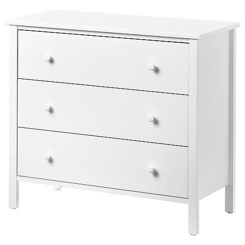 IKEA イケア チェスト（引き出し×3） ホワイト 転倒防止機能付き 86x78cm fp3056...