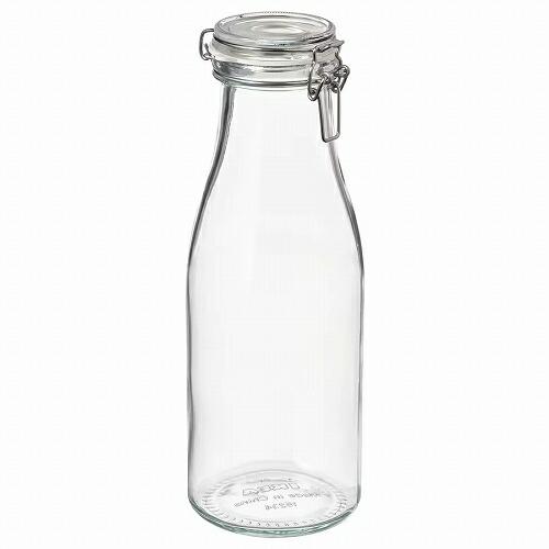 IKEA イケア ボトル型ふた付き容器 クリアガラス 1.4L m10541371 KORKEN コ...