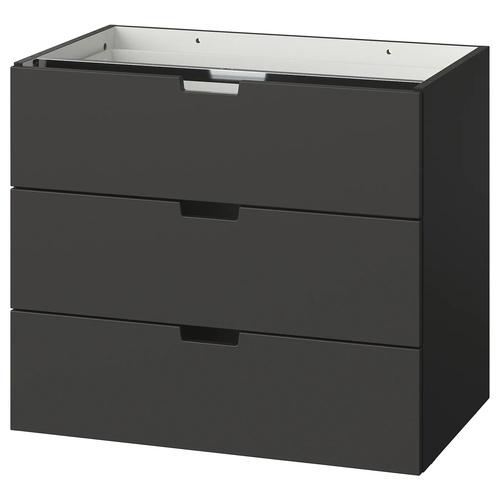 IKEA イケア モジュール式チェスト（引き出し×3） チャコール 80x68cm m2036594...
