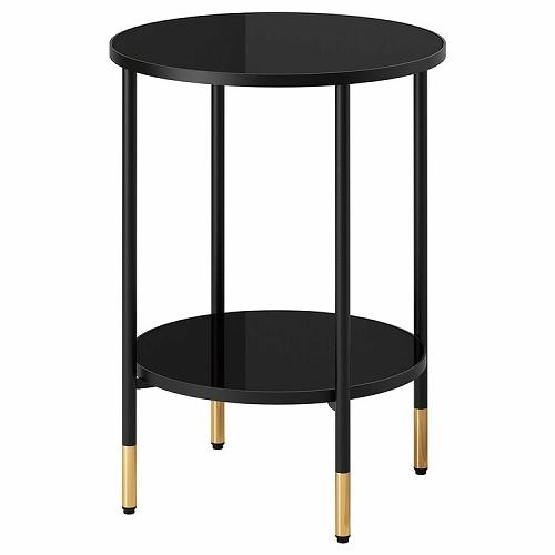 IKEA イケア サイドテーブル ブラック ガラス ブラック 45cm m90537186 ASPE...