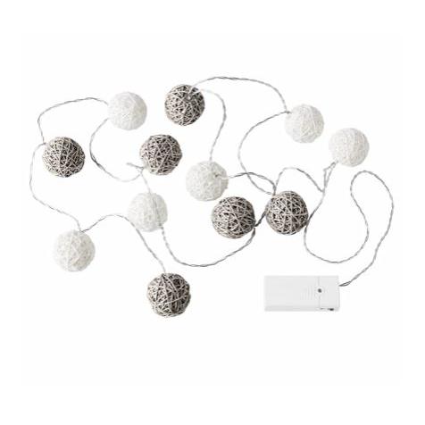 IKEA イケア LEDライトチェーン 全12球 室内用 電池式 グレー ホワイト 白 n30421...