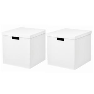 【セット商品】IKEA イケア 収納ボックス ふた付き ホワイト 白 2個セット 32x35x32cm n60469301x2 TJENA ティエナ