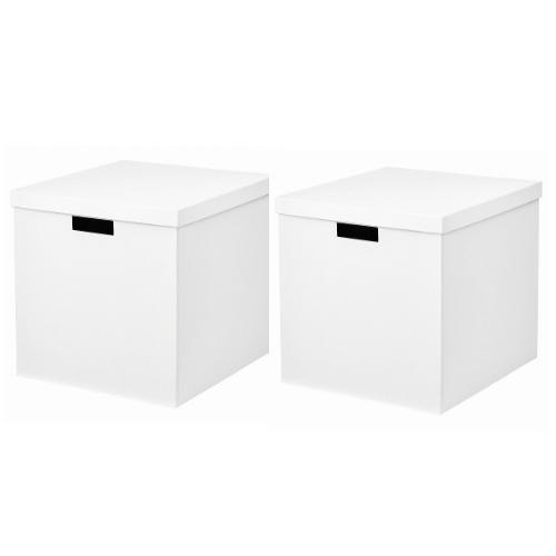 【セット商品】IKEA イケア 収納ボックス ふた付き ホワイト 白 2個セット 32x35x32c...