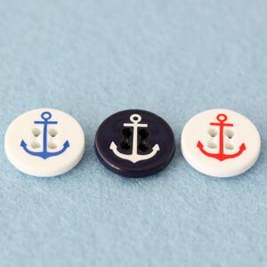 マリンボタン(プラスティック)白赤