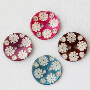 フラワー柄シェルボタン ピンク
