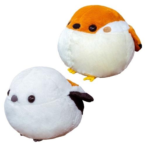 Star Clair 【2種展開】 シマエナガ スズメぬいぐるみ大 ふわふわクッションにも 小鳥 か...