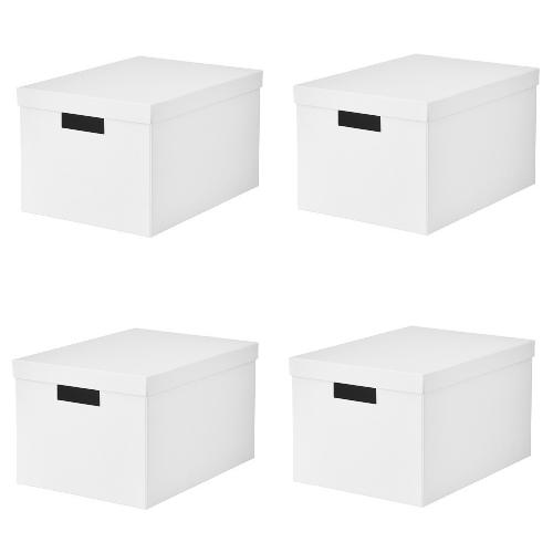 【セット商品】IKEA イケア 収納ボックス ふた付き ホワイト 白 4個セット 25x35x20c...