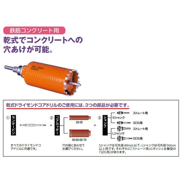 乾式ドライモンドコアドリル / Sシャンク・ストレート用 1本入り PCSKS 24304615 ミ...