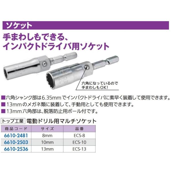 【リフォーム用品】 トップ工業 電動ドリル用マルチソケット ＥＣＳ−８