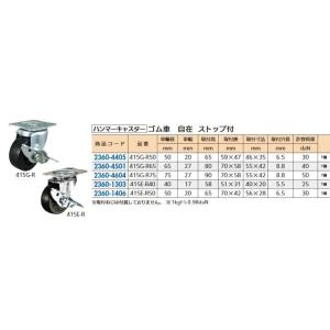 リフォーム用品 ハンマーキャスター ゴム車キャスター 自在 415G-R65 ストップ付 23604...