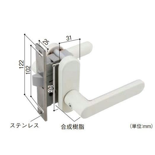 リフォーム用品 クリキ 浴室用樹脂レバー錠 空錠 LU-BP4-1S-WH-W30 2571-201...