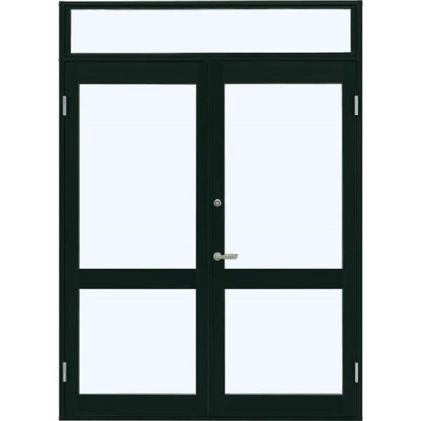 7TD 店舗ドア 両開き ランマ付き 1ロック仕様 一般複層ガラス仕様 中桟付き W：1,690mm...