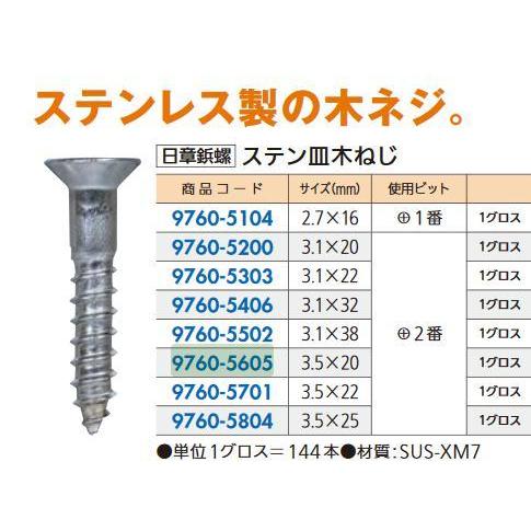 リフォーム用品 日章鋲螺 ステン皿木ネジ SUS-XM7 (+) 3.5×20mm 97605605