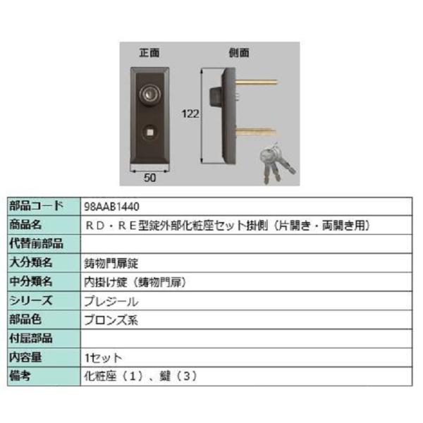 RD・RE型錠外部化粧座セット 掛側 / 片開き・両開き用 部品色：ブロンズ系 98AAB1440 ...