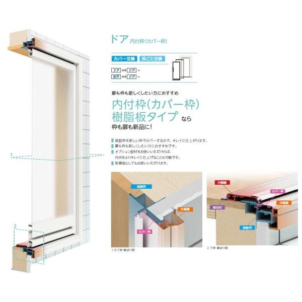 ドアリモ浴室 ドア 内付枠(カバー枠) 樹脂板タイプ 特注サイズ KW：530〜886mm × KH...