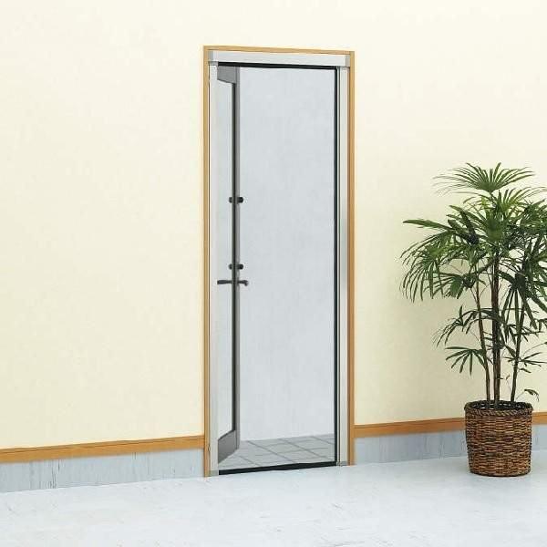 横引きロール網戸 フラットタイプ 片引きタイプ 木調色 XMD 呼称：083176 W：835mm ...