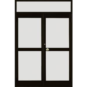 クリエラガラスドア 半外付型 中桟付き 両開きランマ付き 特注サイズ W：1,085〜1,855mm...