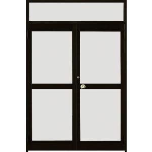 クリエラガラスドア 半外付型三方枠仕様 中桟付き 両開きランマ付き 特注サイズ W：1,085〜1,...