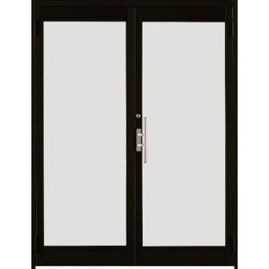 クリエラガラスドア 半外付型三方枠 1枚ガラス仕様 両開き片把手 特注サイズ W：1,085〜1,8...