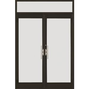 クリエラガラスドア 両開き ランマ付き 両把手 半外付型 1枚ガラス仕様 バー把手 1622 W :...