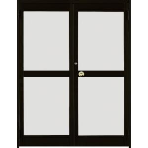 クリエラガラスドア 内付型三方枠仕様 中桟付き 両開き 特注サイズ W：1,057〜1,827mm ...