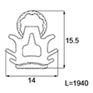 気密材 L：1,940mm / 1本入り 部品色：ブラック(KC) CSBT226AL4 交換用 部...