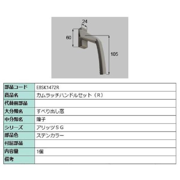 カムラッチハンドルセット / R 部品色：ステンカラー E8SK1472R 交換用 部品 新日軽 L...